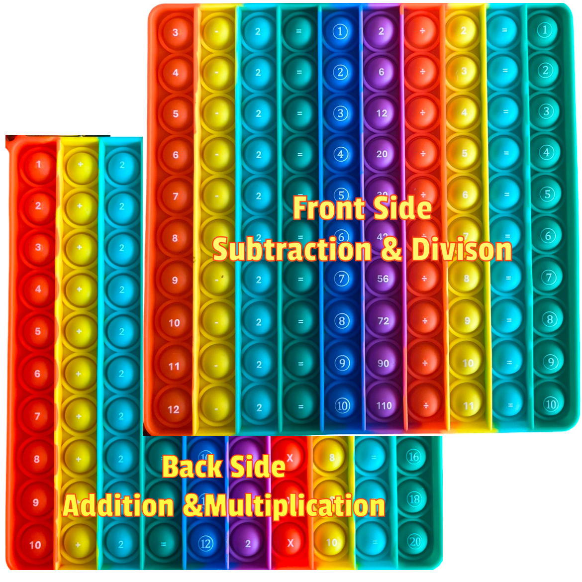 Ranzah Educational Push pop Fidget Toy Addition , Subtraction , Division , Multiplication Sensory Poppet for Math Beginners Rainbow Special Needs Silicone Stress Reliever Fidget Toy (Beginners Math) - Image 3