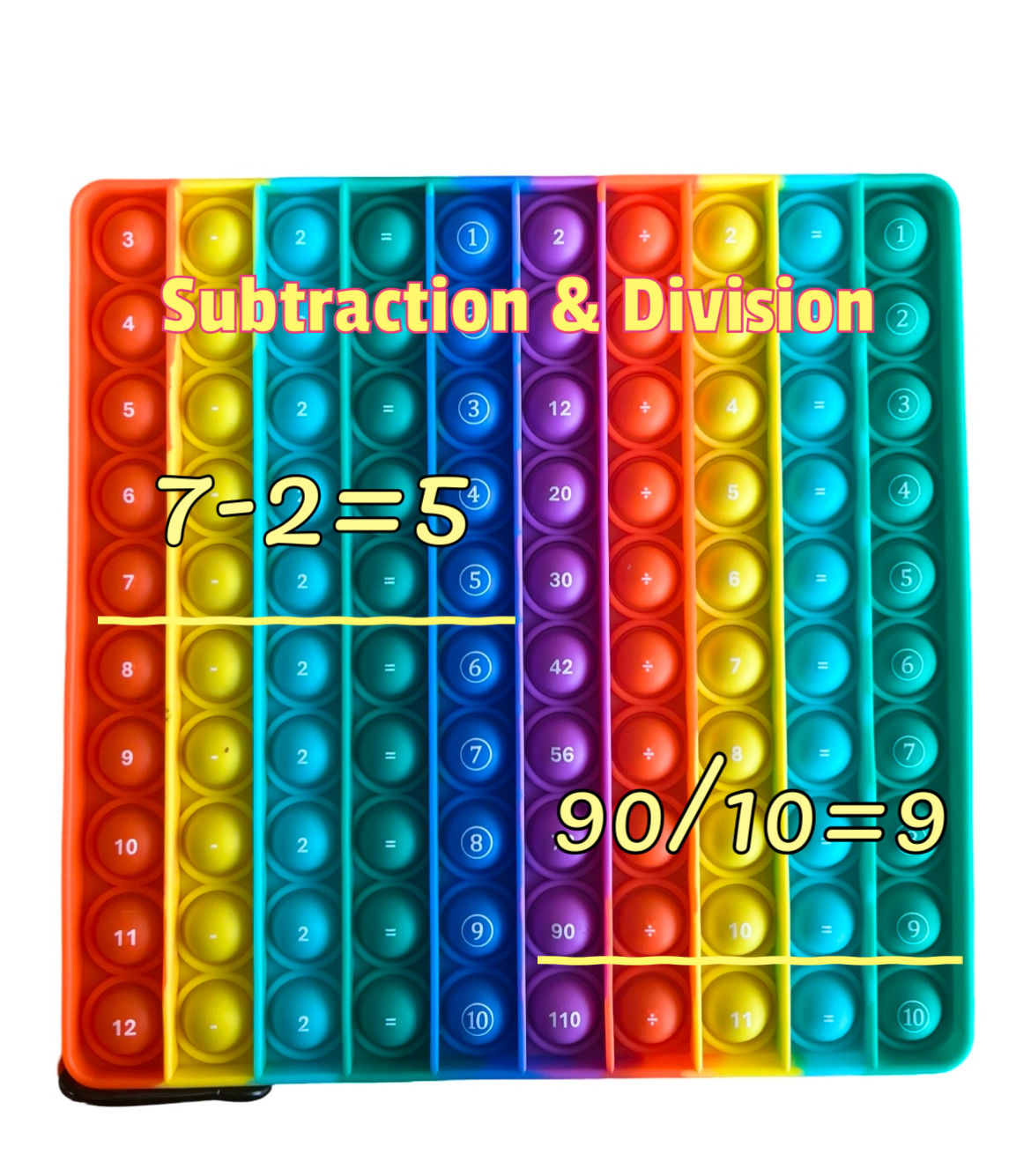 Ranzah Educational Push pop Fidget Toy Addition , Subtraction , Division , Multiplication Sensory Poppet for Math Beginners Rainbow Special Needs Silicone Stress Reliever Fidget Toy (Beginners Math) - Image 2