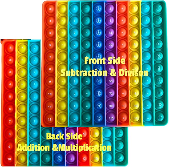 Ranzah Educational Push pop Fidget Toy Addition , Subtraction , Division , Multiplication Sensory Poppet for Math Beginners Rainbow Special Needs Silicone Stress Reliever Fidget Toy (Beginners Math)