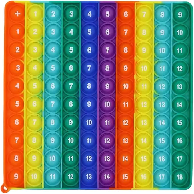 Ranzah Educational Fidget Toy 9x9 Multiplication & 9+9 Addition Push Pop Bubble Sensory Poppet Toy For Kids |Rainbow Special Needs Silicone Stress Reliever Fidget Toy (Addition & Multiplication) - Image 3