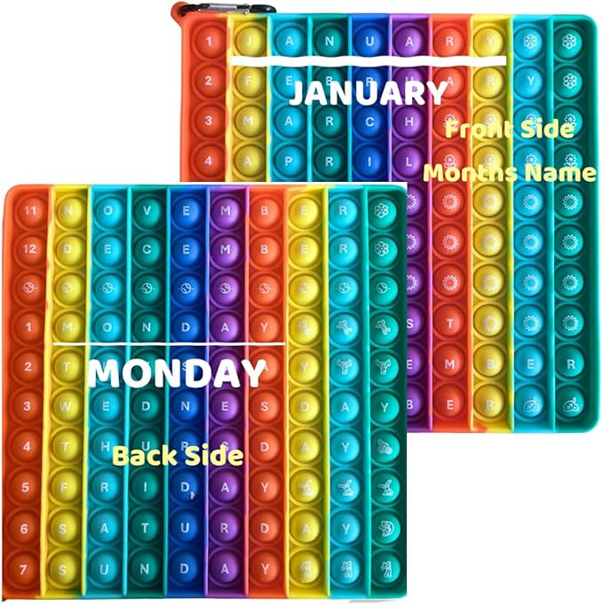 Ranzah Learning Of Week Days And Months ,Educational Push Pop Fidget Toy Sensory Poppet Toy For Kids Rainbow Special Needs Silicone Stress Reliever Fidget Toy (Days & Months) - Image 2