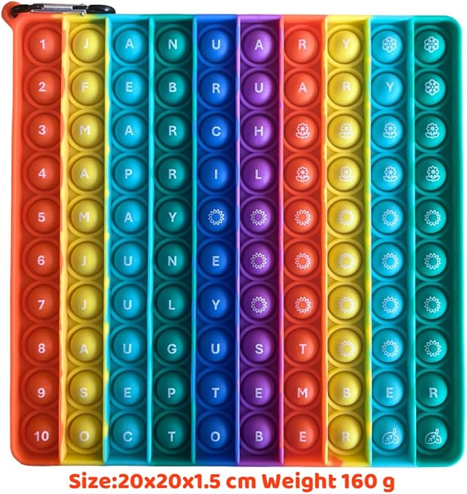 Ranzah Learning Of Week Days And Months ,Educational Push Pop Fidget Toy Sensory Poppet Toy For Kids Rainbow Special Needs Silicone Stress Reliever Fidget Toy (Days & Months) - Image 3