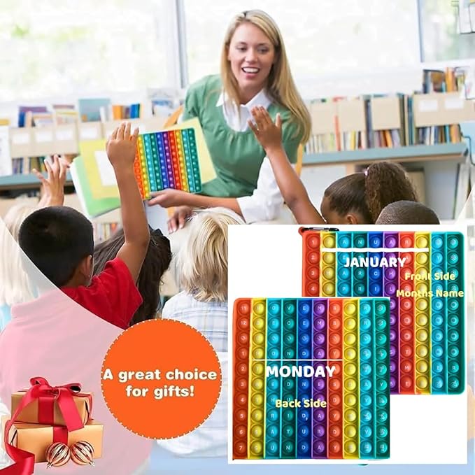 Ranzah Learning Of Week Days And Months ,Educational Push Pop Fidget Toy Sensory Poppet Toy For Kids Rainbow Special Needs Silicone Stress Reliever Fidget Toy (Days & Months) - Image 9