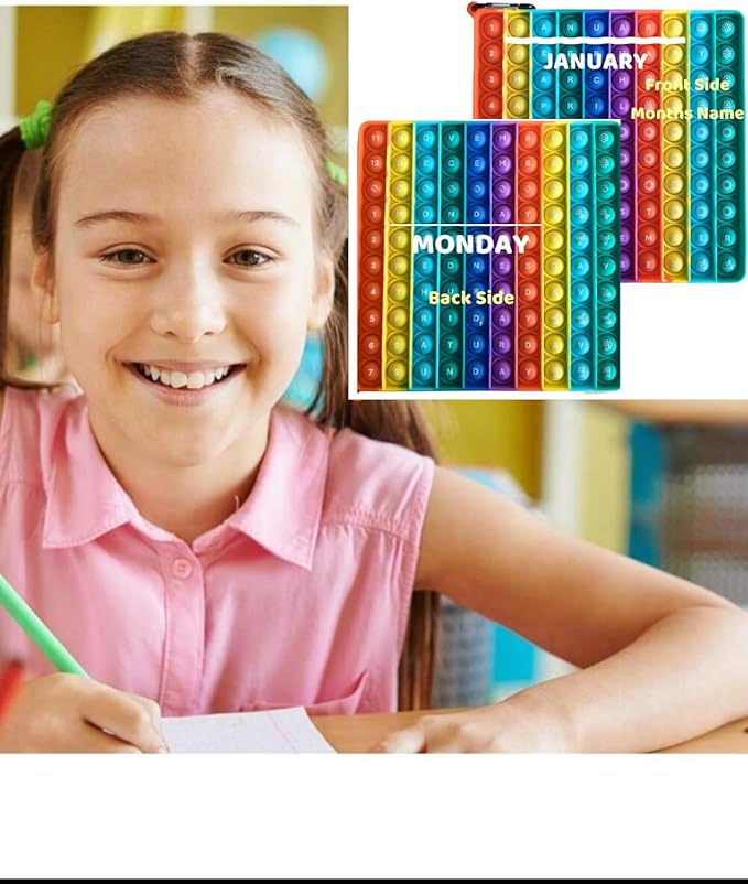 Ranzah Learning Of Week Days And Months ,Educational Push Pop Fidget Toy Sensory Poppet Toy For Kids Rainbow Special Needs Silicone Stress Reliever Fidget Toy (Days & Months) - Image 8