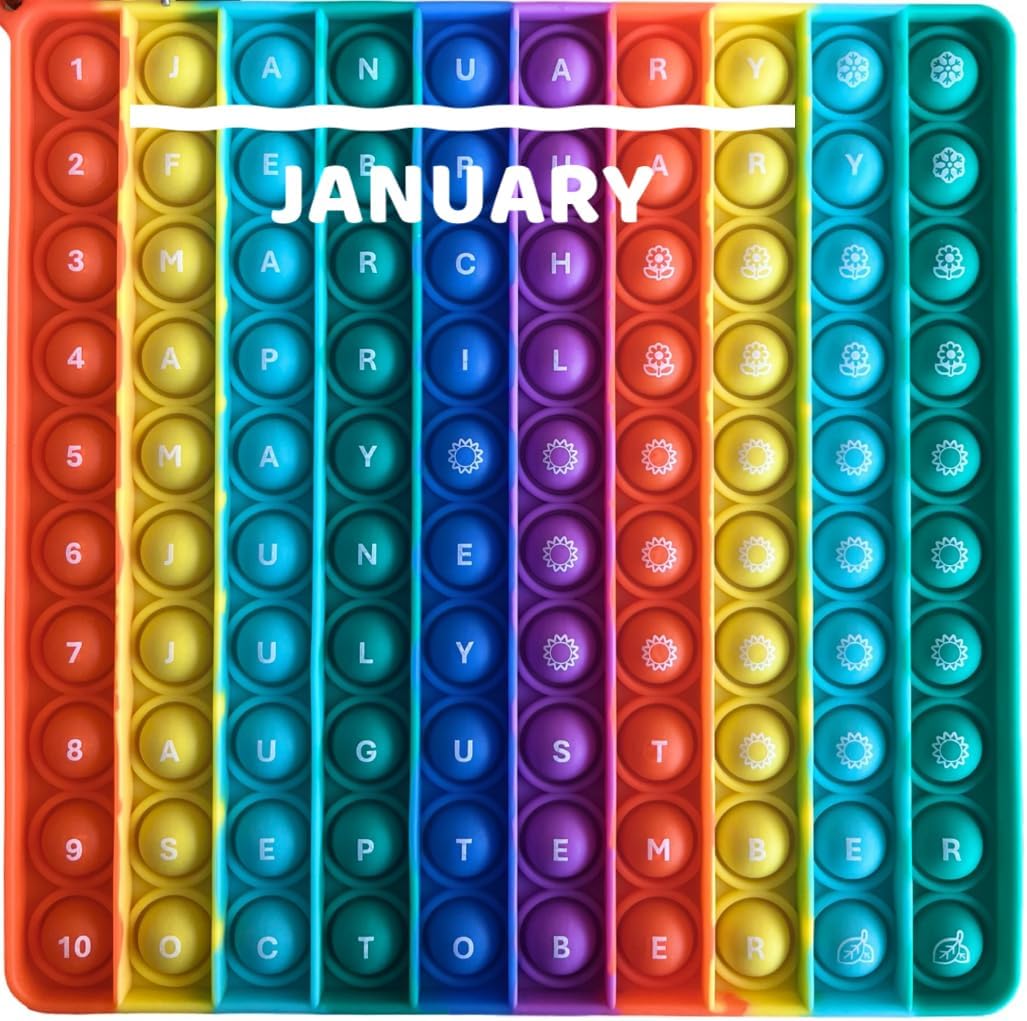 Ranzah Learning Of Week Days And Months ,Educational Push Pop Fidget Toy Sensory Poppet Toy For Kids Rainbow Special Needs Silicone Stress Reliever Fidget Toy (Days & Months) - Image 5