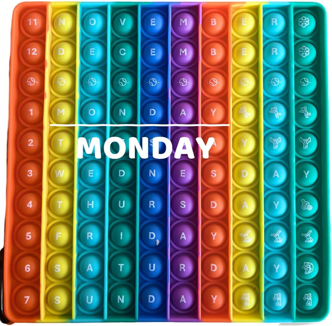 Ranzah Learning Of Week Days And Months ,Educational Push Pop Fidget Toy Sensory Poppet Toy For Kids Rainbow Special Needs Silicone Stress Reliever Fidget Toy (Days & Months) - Image 6