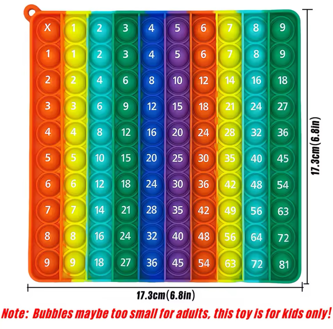 Ranzah Educational Pop fidget toy 9x9 Multiplication Times Table & 1-100 Numbers Bubble sensory maths toy for kids Silicone Stress reliever special needs toy (9X9 &1-100) - Image 4