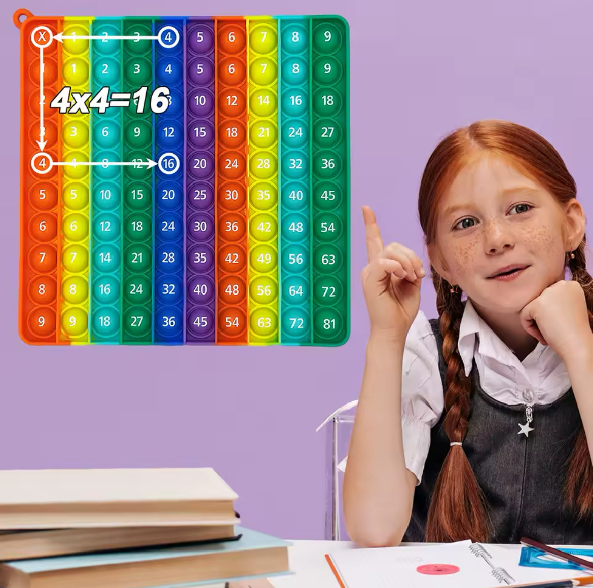 Ranzah Educational Pop fidget toy 9x9 Multiplication Times Table & 1-100 Numbers Bubble sensory maths toy for kids Silicone Stress reliever special needs toy (9X9 &1-100) - Image 5