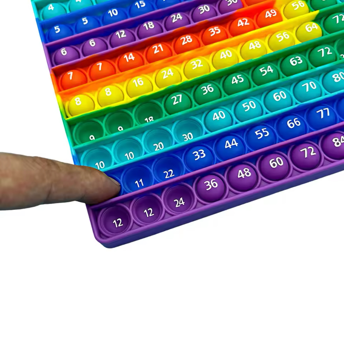 Ranzah Educational Pop fidget toy 12x12 Multiplication & 12+12 Addition Bubble sensory maths toy for kids Silicone Stress reliever special needs toy doubel side printing (Rainbow-1 R) - Image 5