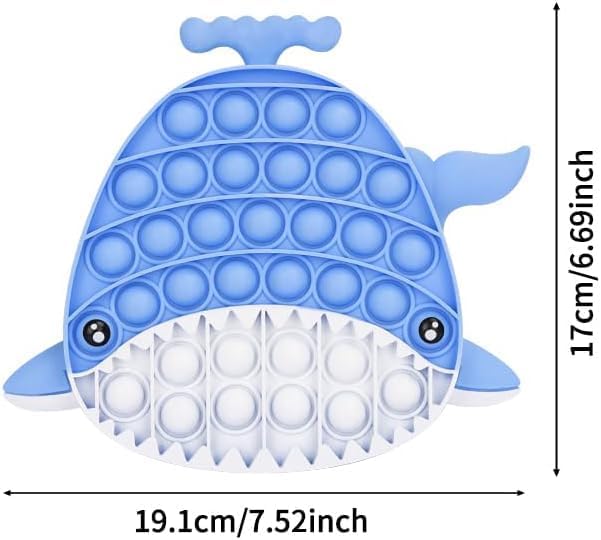 Pop Fidget Toy Push Pop Bubble Sensory Toy For Kids And Adults Travel Poppet Toy Squishy Toy For Gifts & Parties ADHD Stress & Anxiety Relief Toy Squeeze Toddler Toy (Blue Whale) - Image 2