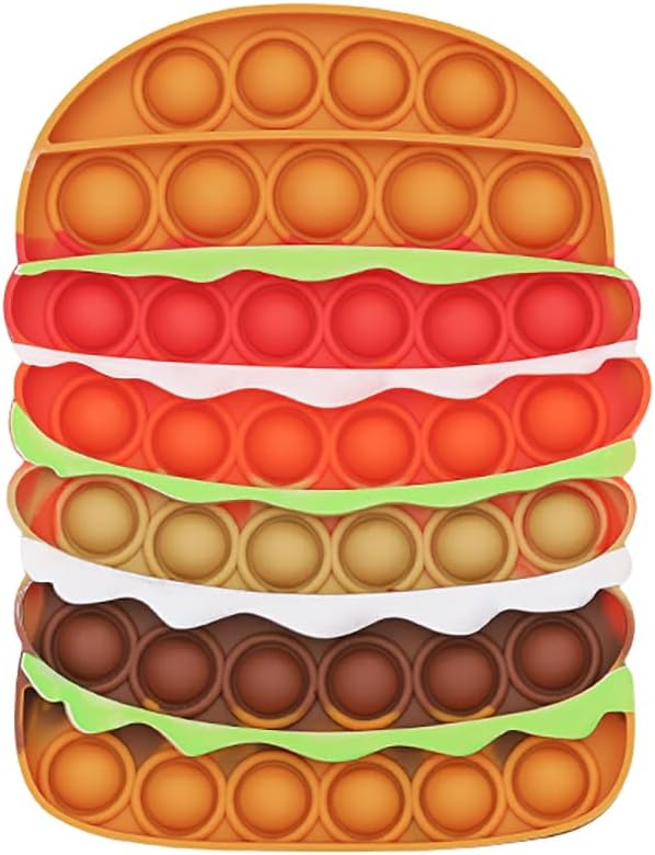 Pop Fidget Toy Push Pop Bubble Sensory Toy For Kids And Adults Travel Poppet Toy Squishy Toy For Gifts & Parties ADHD Stress & Anxiety Relief Toy Squeeze Toddler Toy (Burger)