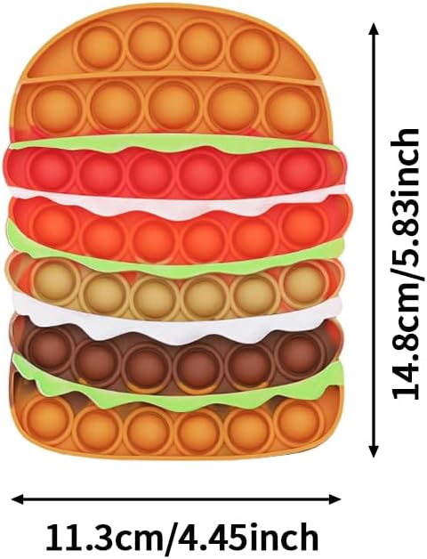 Pop Fidget Toy Push Pop Bubble Sensory Toy For Kids And Adults Travel Poppet Toy Squishy Toy For Gifts & Parties ADHD Stress & Anxiety Relief Toy Squeeze Toddler Toy (Burger) - Image 3
