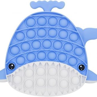 Whale Shaped Pop It Fidget Toy, Silicone Push Pop Bubble Sensory Toy for Kids & Adults, Anti-Stress Autism ADHD Anxiety Relief Toy, Reusable Popper Toy( Blue Whale)
