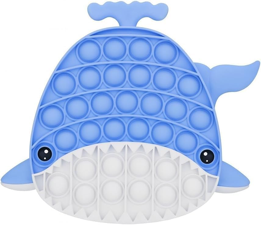 Pop Fidget Toy Push Pop Bubble Sensory Toy For Kids And Adults Travel Poppet Toy Squishy Toy For Gifts & Parties ADHD Stress & Anxiety Relief Toy Squeeze Toddler Toy (Blue Whale)