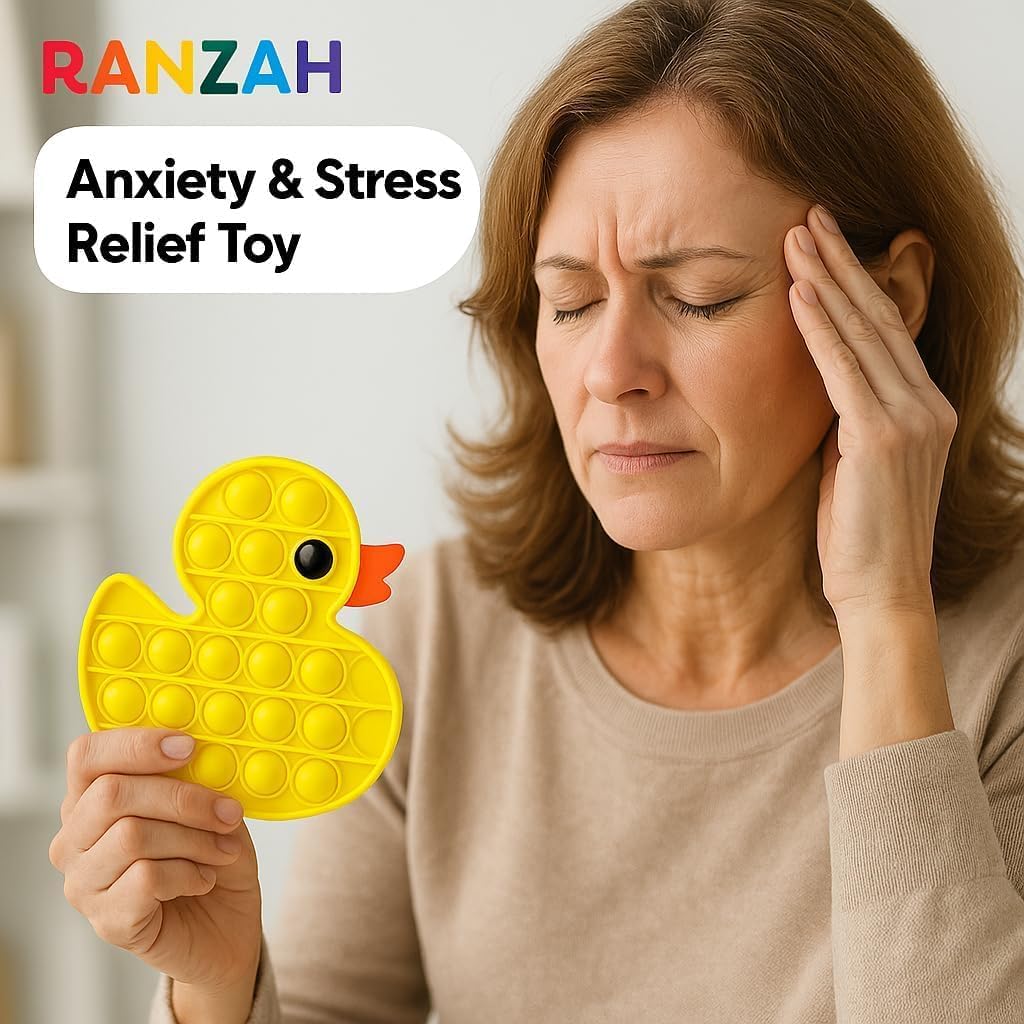 Pop Fidget Toy Push Pop Bubble Sensory Toy For Kids And Adults Travel Poppet Toy Squishy Toy For Gifts & Parties ADHD Stress & Anxiety Relief Toy Squeeze Toddler Toy (Duck) - Image 3