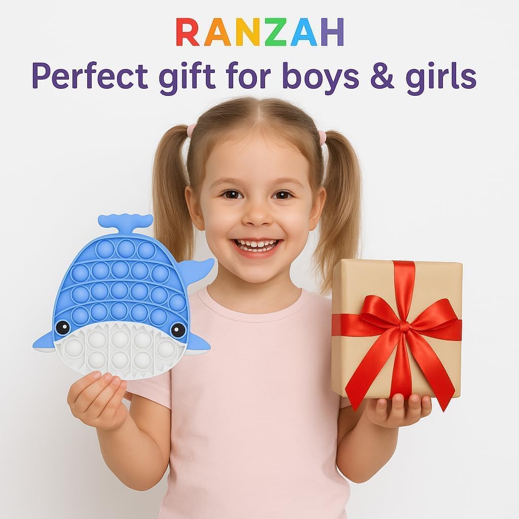 Pop Fidget Toy Push Pop Bubble Sensory Toy For Kids And Adults Travel Poppet Toy Squishy Toy For Gifts & Parties ADHD Stress & Anxiety Relief Toy Squeeze Toddler Toy (Blue Whale) - Image 3