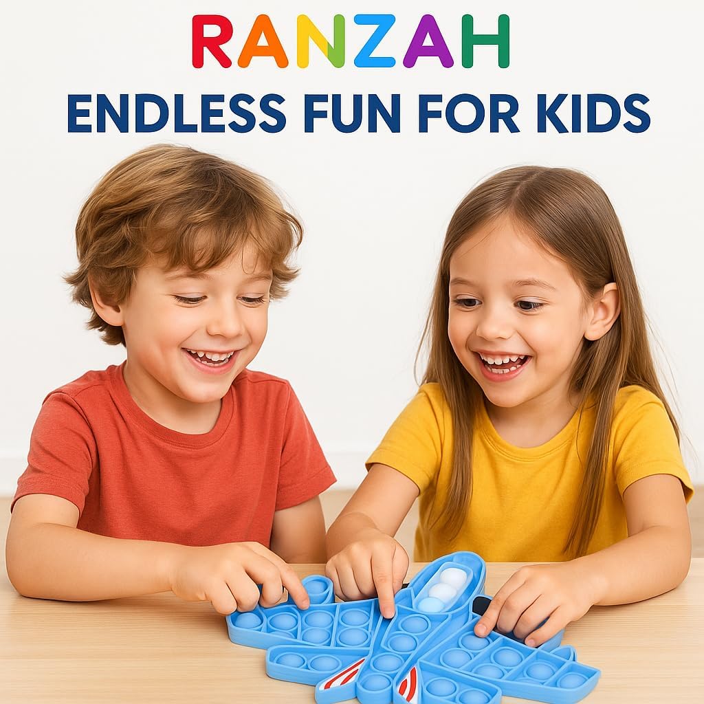 Pop Fidget Toy Push Pop Bubble Sensory Toy For Kids And Adults Travel Poppet Toy Squishy Toy For Gifts & Parties ADHD Stress & Anxiety Relief Toy Squeeze Toddler Toy (Aeroplane) - Image 3