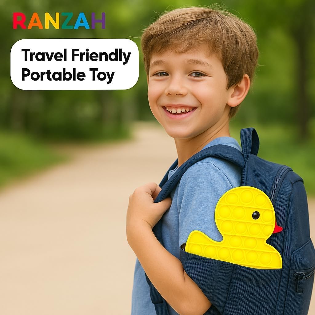 Pop Fidget Toy Push Pop Bubble Sensory Toy For Kids And Adults Travel Poppet Toy Squishy Toy For Gifts & Parties ADHD Stress & Anxiety Relief Toy Squeeze Toddler Toy (Duck) - Image 6