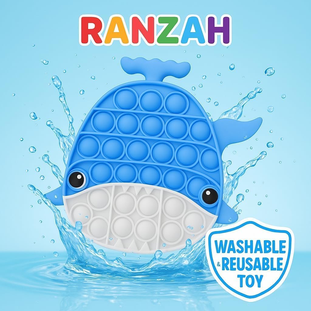 Pop Fidget Toy Push Pop Bubble Sensory Toy For Kids And Adults Travel Poppet Toy Squishy Toy For Gifts & Parties ADHD Stress & Anxiety Relief Toy Squeeze Toddler Toy (Blue Whale) - Image 4