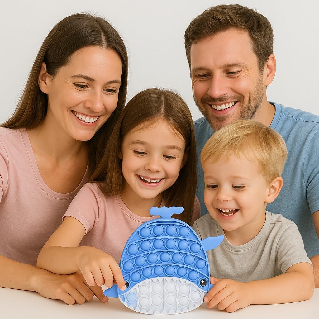 Pop Fidget Toy Push Pop Bubble Sensory Toy For Kids And Adults Travel Poppet Toy Squishy Toy For Gifts & Parties ADHD Stress & Anxiety Relief Toy Squeeze Toddler Toy (Blue Whale) - Image 5