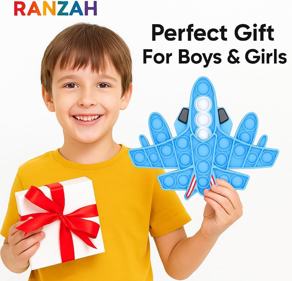 Pop Fidget Toy Push Pop Bubble Sensory Toy For Kids And Adults Travel Poppet Toy Squishy Toy For Gifts & Parties ADHD Stress & Anxiety Relief Toy Squeeze Toddler Toy (Aeroplane) - Image 4