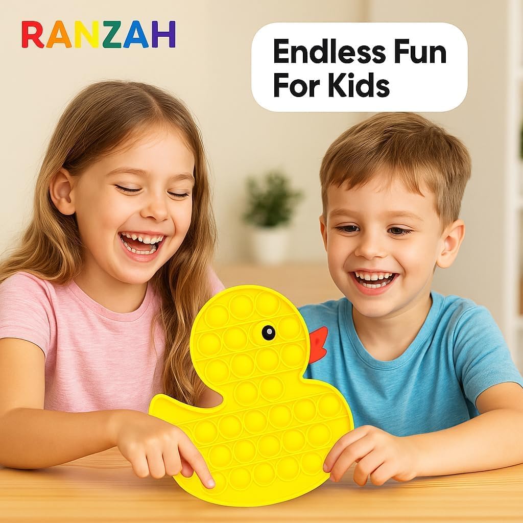 Pop Fidget Toy Push Pop Bubble Sensory Toy For Kids And Adults Travel Poppet Toy Squishy Toy For Gifts & Parties ADHD Stress & Anxiety Relief Toy Squeeze Toddler Toy (Duck) - Image 4