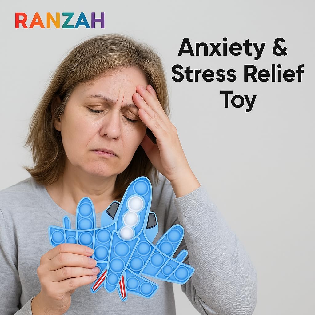 Pop Fidget Toy Push Pop Bubble Sensory Toy For Kids And Adults Travel Poppet Toy Squishy Toy For Gifts & Parties ADHD Stress & Anxiety Relief Toy Squeeze Toddler Toy (Aeroplane) - Image 5