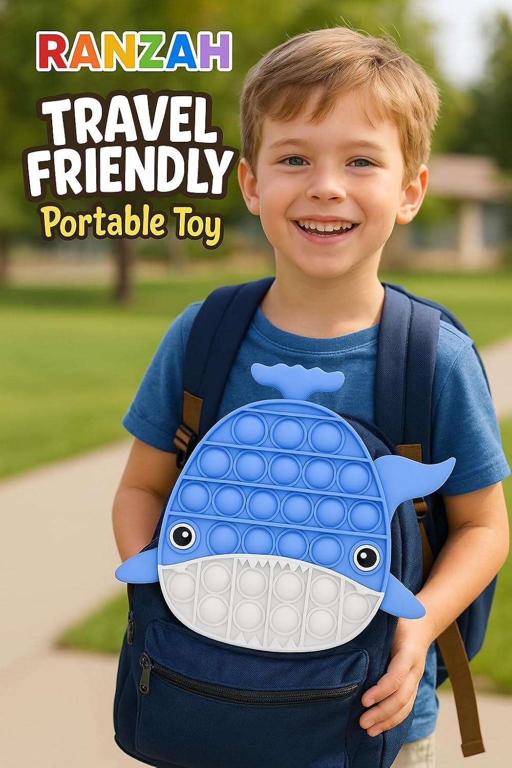 Pop Fidget Toy Push Pop Bubble Sensory Toy For Kids And Adults Travel Poppet Toy Squishy Toy For Gifts & Parties ADHD Stress & Anxiety Relief Toy Squeeze Toddler Toy (Blue Whale) - Image 6