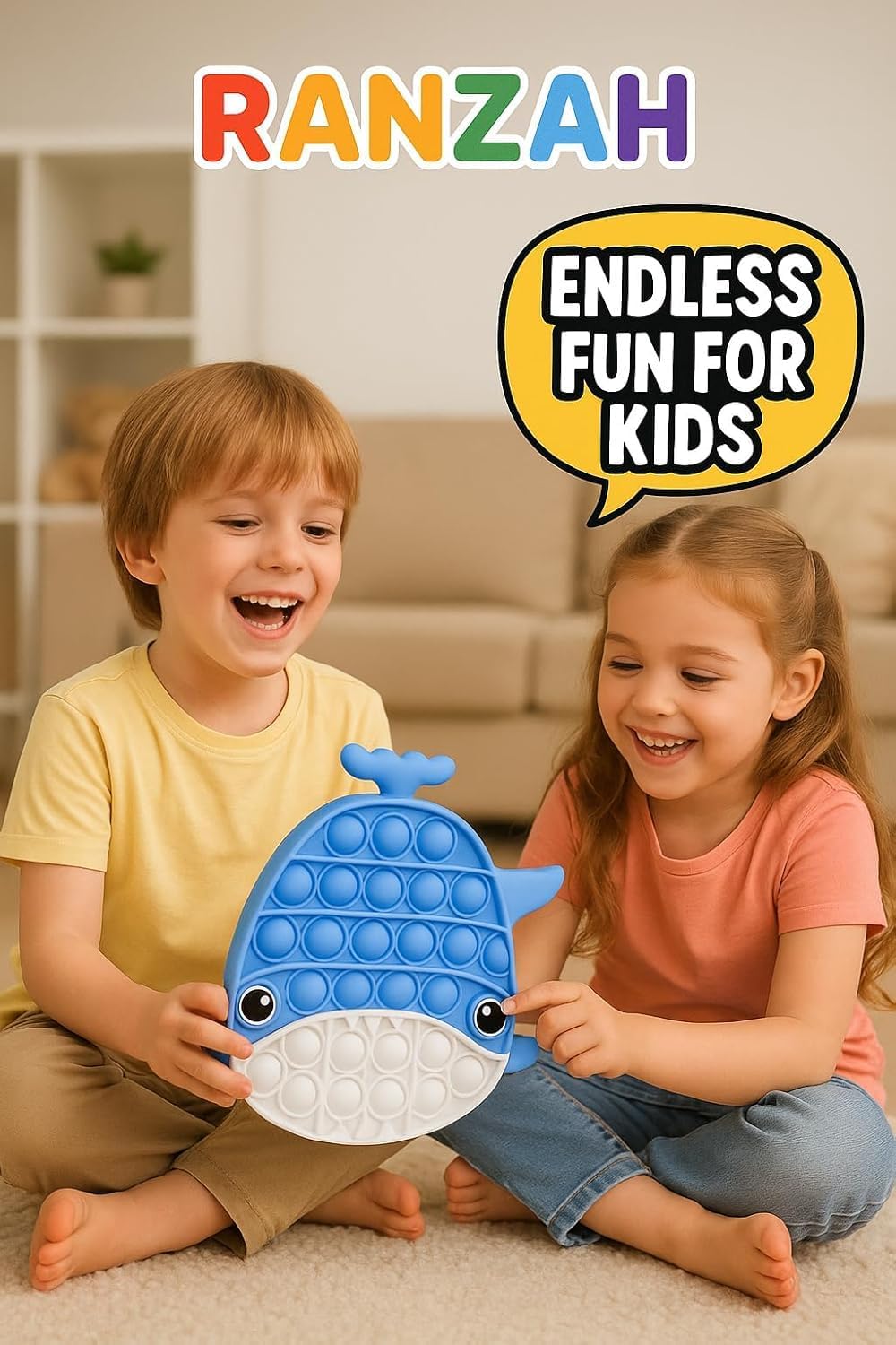 Pop Fidget Toy Push Pop Bubble Sensory Toy For Kids And Adults Travel Poppet Toy Squishy Toy For Gifts & Parties ADHD Stress & Anxiety Relief Toy Squeeze Toddler Toy (Blue Whale) - Image 8