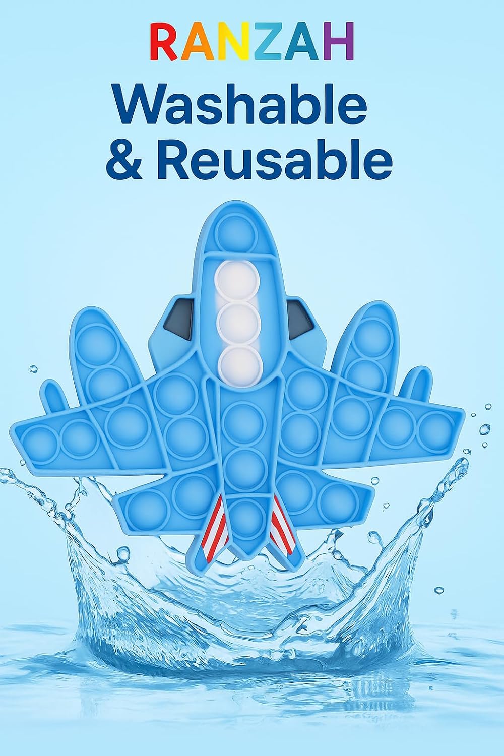 Pop Fidget Toy Push Pop Bubble Sensory Toy For Kids And Adults Travel Poppet Toy Squishy Toy For Gifts & Parties ADHD Stress & Anxiety Relief Toy Squeeze Toddler Toy (Aeroplane) - Image 7