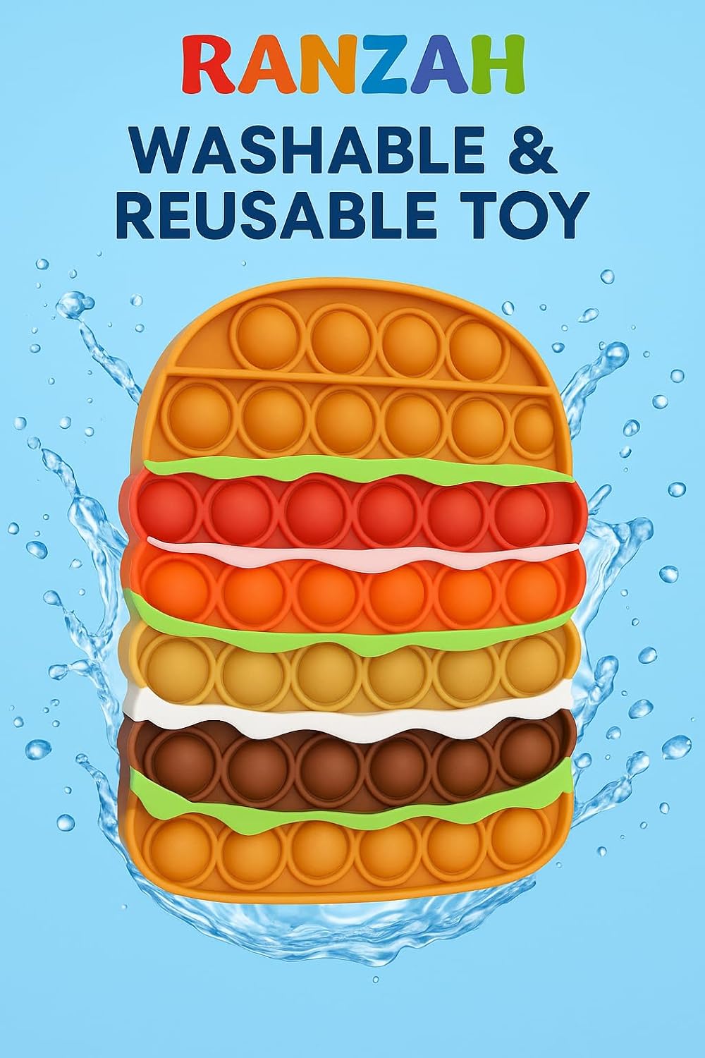 Pop Fidget Toy Push Pop Bubble Sensory Toy For Kids And Adults Travel Poppet Toy Squishy Toy For Gifts & Parties ADHD Stress & Anxiety Relief Toy Squeeze Toddler Toy (Burger) - Image 5