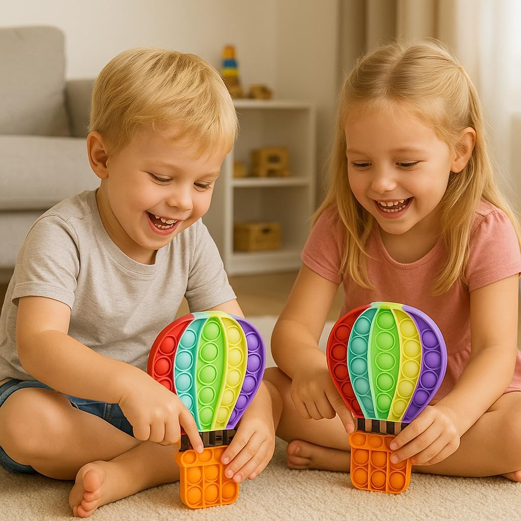 Pop Fidget Toy Push Pop Bubble Sensory Toy For Kids And Adults Travel Poppet Toy Squishy Toy For Gifts & Parties ADHD Stress & Anxiety Relief Toy Squeeze Toddler Toy (Air Balloon) - Image 2