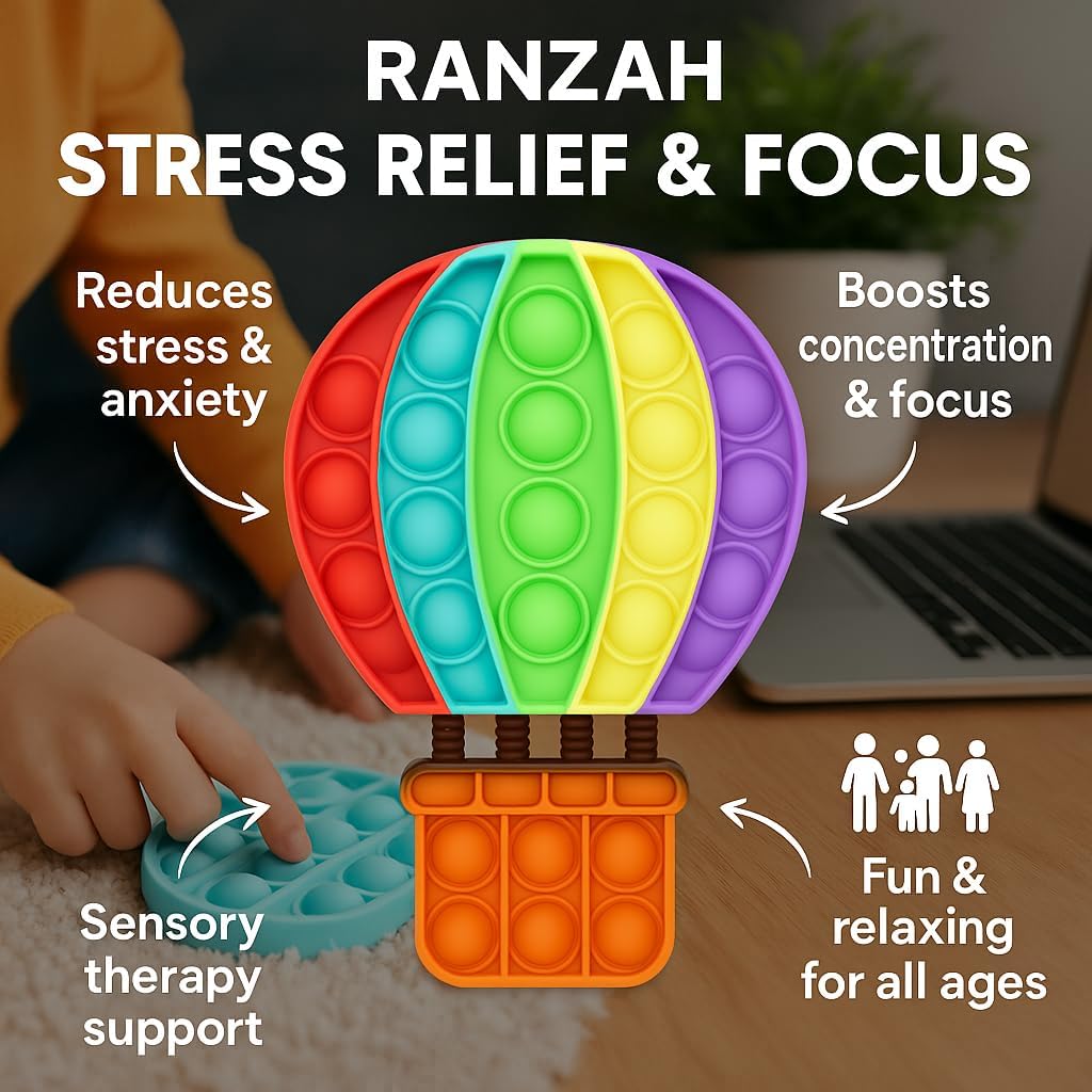 Pop Fidget Toy Push Pop Bubble Sensory Toy For Kids And Adults Travel Poppet Toy Squishy Toy For Gifts & Parties ADHD Stress & Anxiety Relief Toy Squeeze Toddler Toy (Air Balloon) - Image 5