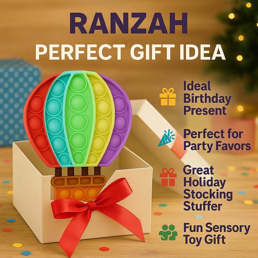 Pop Fidget Toy Push Pop Bubble Sensory Toy For Kids And Adults Travel Poppet Toy Squishy Toy For Gifts & Parties ADHD Stress & Anxiety Relief Toy Squeeze Toddler Toy (Air Balloon) - Image 6