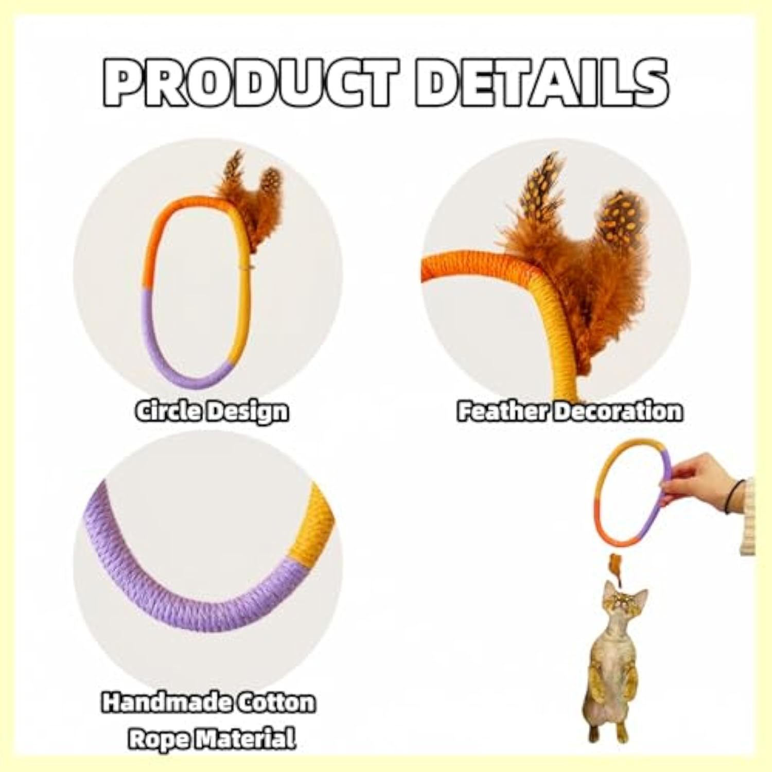 Cotton Rope Cat Toys Catnip Toys With Feather Safe Teeth Cleaning Chew Toy For Cats Interactive Cat Kicker Toys Cat Toys For Bored Indoor Cats And Kittens - Image 5