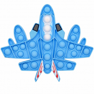 Airplane Shape Pop It Fidget Toy – Silicone Sensory Bubble Push Toy for Kids & Adults, Stress Relief, Anxiety & ADHD Calming Toy, Reusable Travel Toy (Blue Jet Design (Aeroplane)