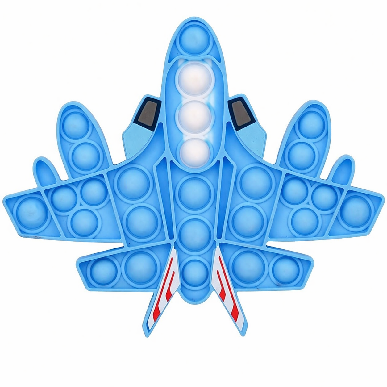 Airplane Shape Pop It Fidget Toy – Silicone Sensory Bubble Push Toy for Kids & Adults, Stress Relief, Anxiety & ADHD Calming Toy, Reusable Travel Toy (Blue Jet Design (Aeroplane)