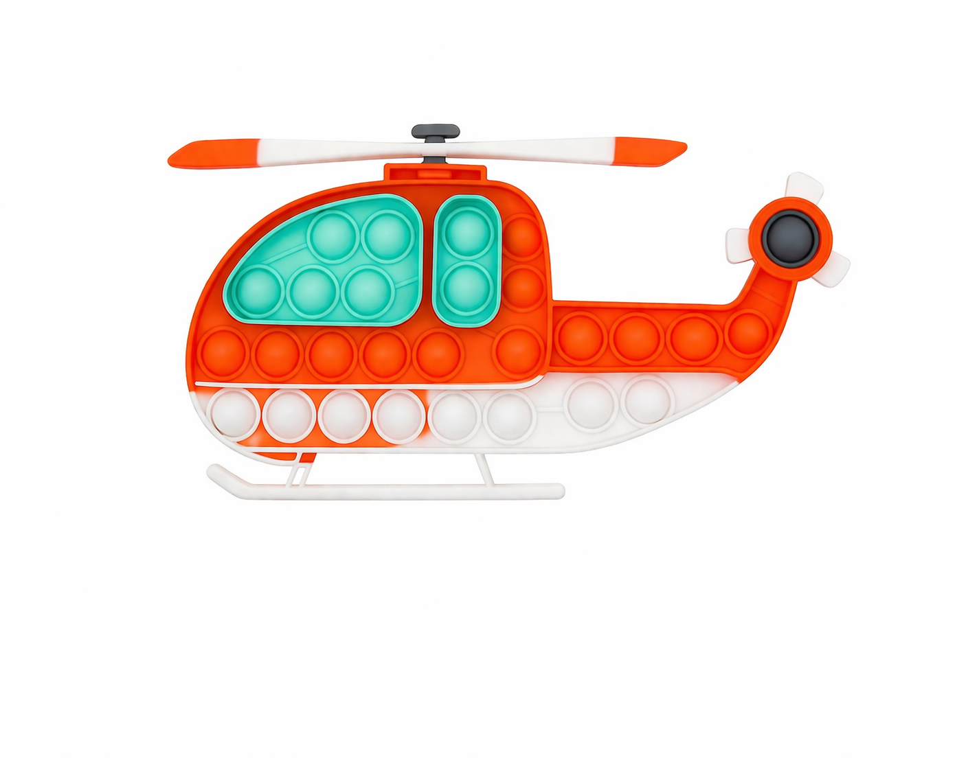 Helicopter Pop It Fidget Toy for Kids & Adults Stress Relief Silicone Sensory Squeeze Toy, Travel Friendly, Washable, Autism Anxiety Relief, Great Gift for Boys & Girls (Helicopter)