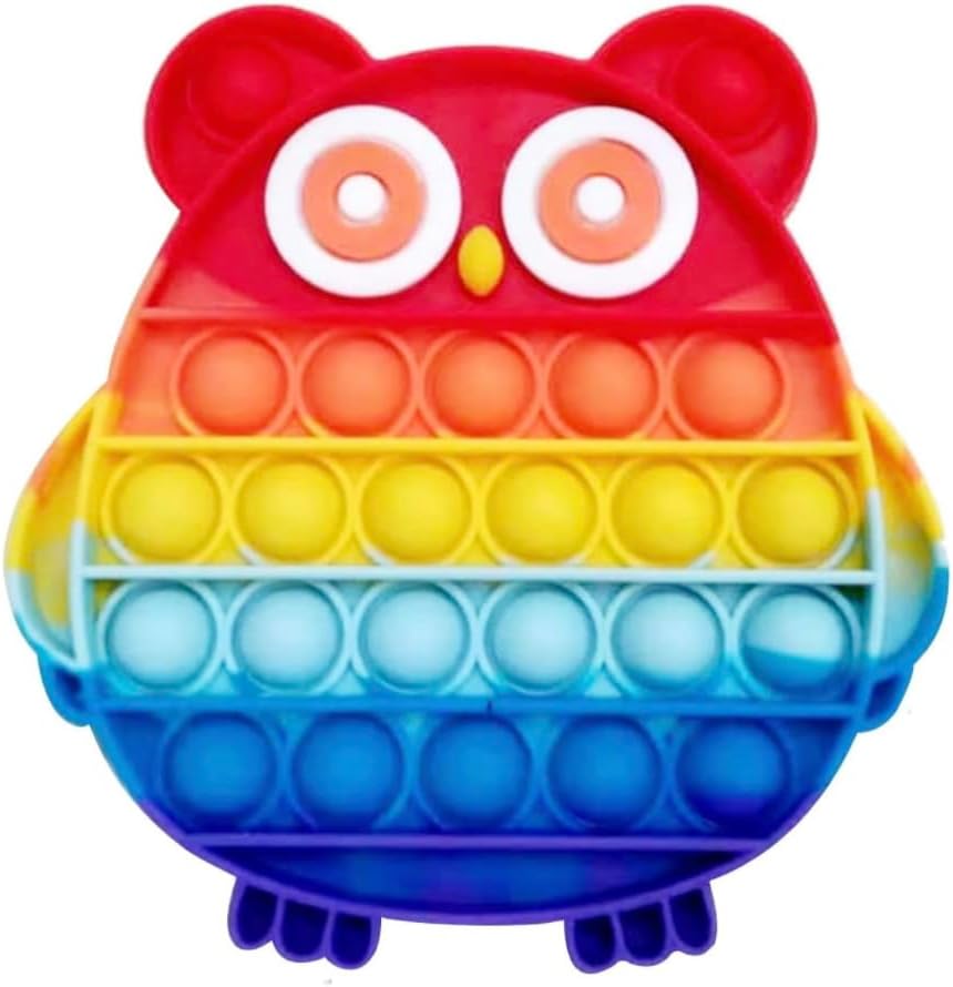 Pop Fidget Toy Owl Push Pop Bubble Sensory Toy For Kids And Adults Travel Poppet Toy Squishy Toy For Gifts & Parties ADHD Stress & Anxiety Relief Toy Squeeze Toddler Toy (Owl)