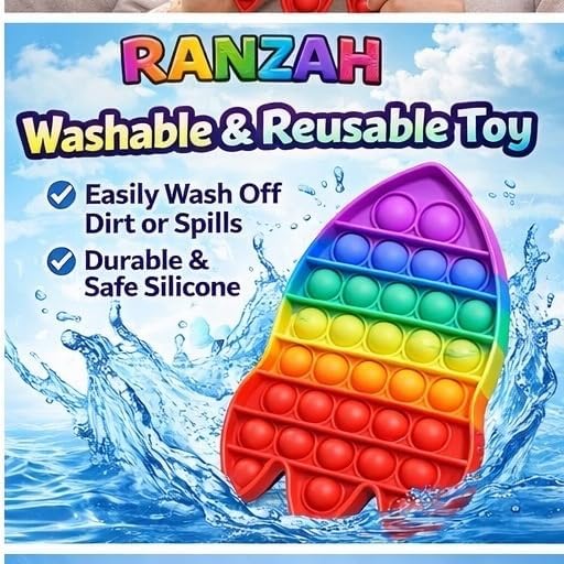 Pop Fidget Toy Rocket Push Pop Bubble Sensory Toy For Kids And Adults Travel Poppet Toy Squishy Toy For Gifts & Parties ADHD Stress & Anxiety Relief Toy Squeeze Toddler Toy (Rocket) - Image 5