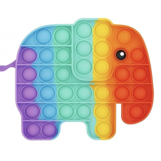 Elephant Pop It Fidget Toy – Rainbow Sensory Bubble Push Toy for Kids & Adults | Stress & Anxiety Relief, Travel Friendly, Washable Silicone, Great Gift for Children & Families (Elephant)
