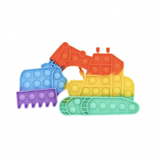 Pop It Fidget Toy Excavator Silicone Bubble Sensory Stress Relief Toy for Kids and Adults, Autism ADHD Anxiety Calming Push Pop Construction Truck Toy, Party Favor Gift for Boys Girls(Digger)