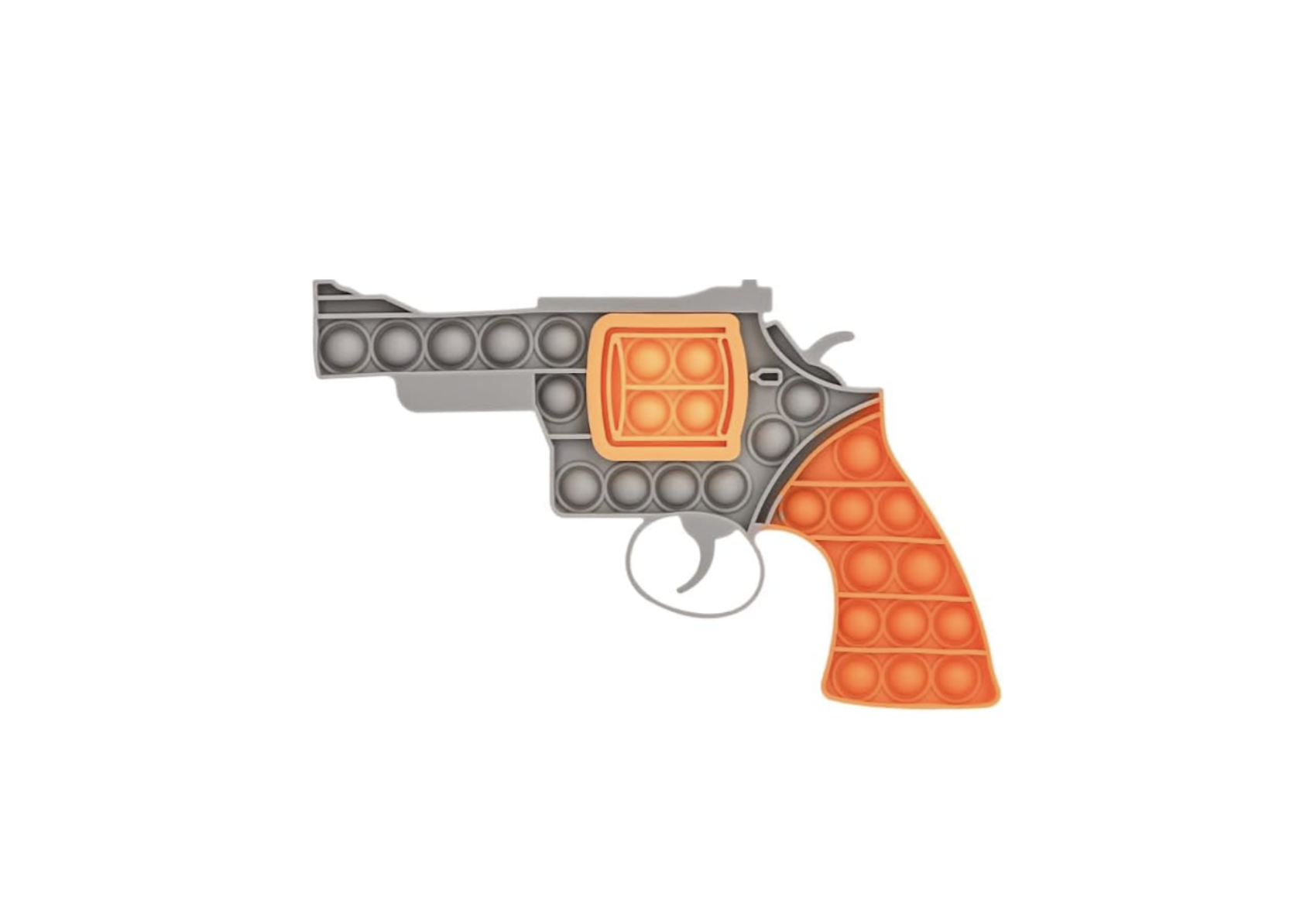 Pop It Fidget Toy Gun – Silicone Bubble Sensory Toy, Stress Relief & Anxiety Relief Toy for Kids and Adults, Portable Push Pop Toy Gift Orange & Gray Revolver