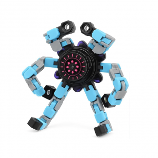 Sensory Fidget Hand Spinner ADHD Stress Relief Transformable Robot Fingertip Fun Creative Travel Toy for Kids Teens Adults Mechanical Gyro Birthday Gift (Blue)