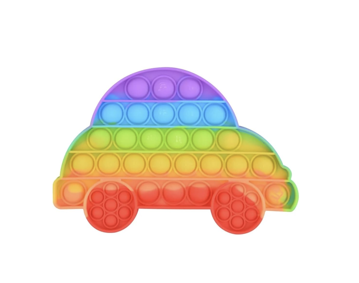 Pop Fidget Toy Car Push Pop Bubble Sensory Kids And Adults Travel Poppet Toy Squishy Toy For Gifts & Parties ADHD Stress & Anxiety Relief Toy Squeeze Multicolour Toddler Toy (Car)