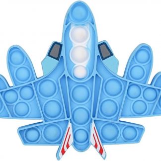 Airplane Shape Pop It Fidget Toy – Silicone Sensory Bubble Push Toy for Kids & Adults, Stress Relief, Anxiety & ADHD Calming Toy, Reusable Travel Toy (Blue Jet Design (Aeroplane)