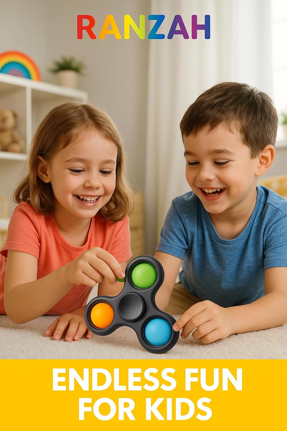 Hand Fidget Spinner Toy Finger Bubble Pop Sensory ADHD Anxiety Stress Relief Gift Party Travel Toy For kids Teens Adults (Black) - Image 6