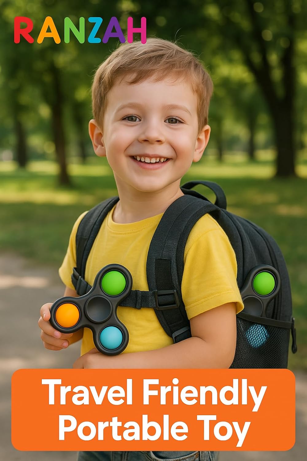 Hand Fidget Spinner Toy Finger Bubble Pop Sensory ADHD Anxiety Stress Relief Gift Party Travel Toy For kids Teens Adults (Black) - Image 2