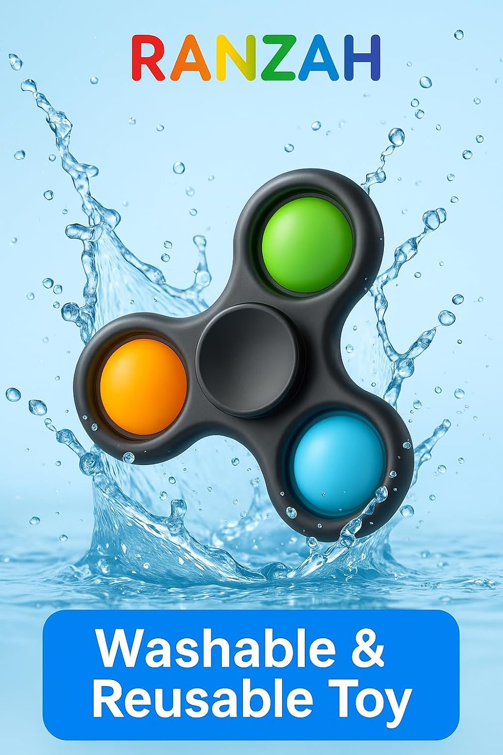 Hand Fidget Spinner Toy Finger Bubble Pop Sensory ADHD Anxiety Stress Relief Gift Party Travel Toy For kids Teens Adults (Black) - Image 5