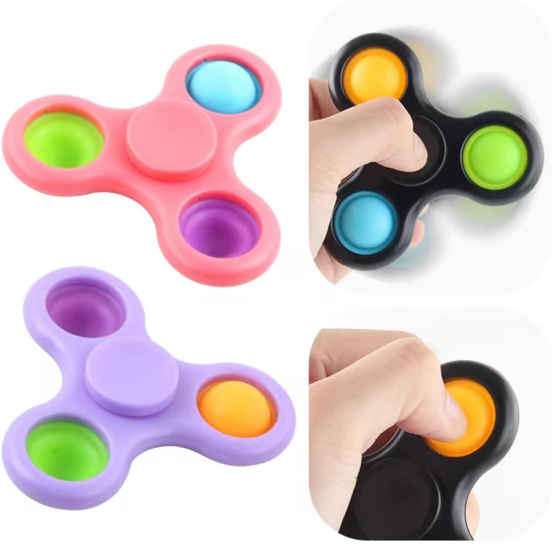 Hand Fidget Spinner Toy Finger Bubble Pop Sensory ADHD Anxiety Stress Relief Gift Party Travel Toy For kids Teens Adults (Black) - Image 3